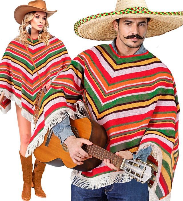 Mexican Poncho In Cotton Canvas