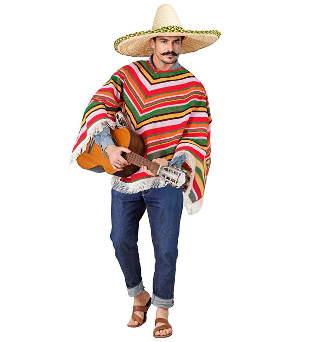 Mexican Poncho In Cotton Canvas