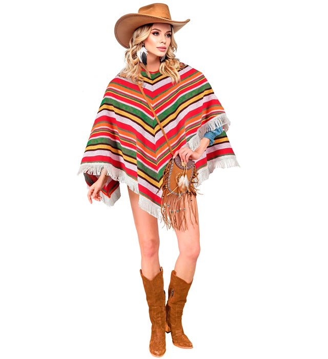Mexican Poncho In Cotton Canvas