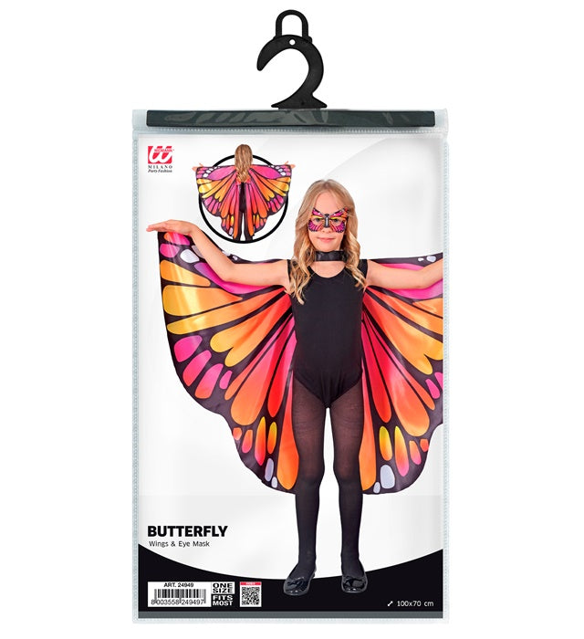 Pink/Ocra Butterfly Wings & Eyemask  Wings 100X70 Cm  