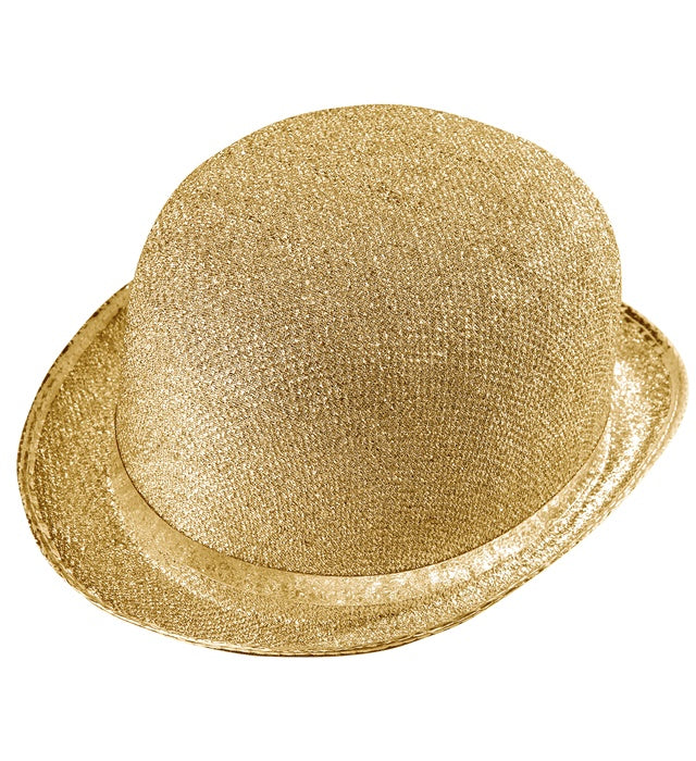 Gold Lurex Bowler Hat Felt