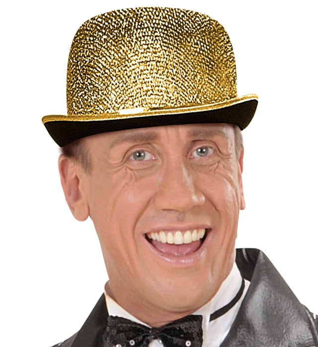 Gold Lurex Bowler Hat Felt