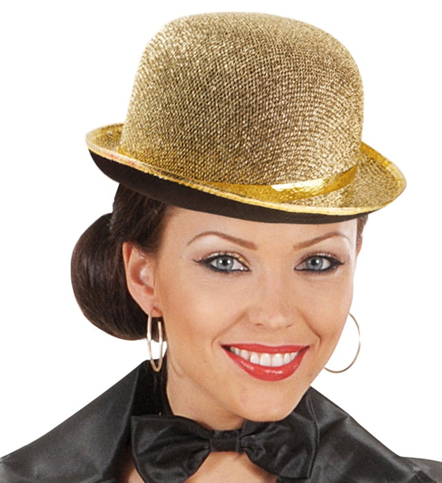 Gold Lurex Bowler Hat Felt