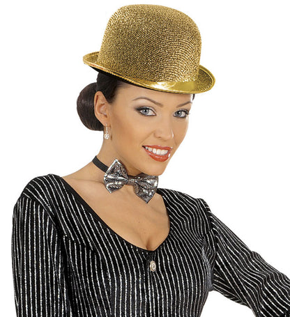 Gold Lurex Bowler Hat Felt
