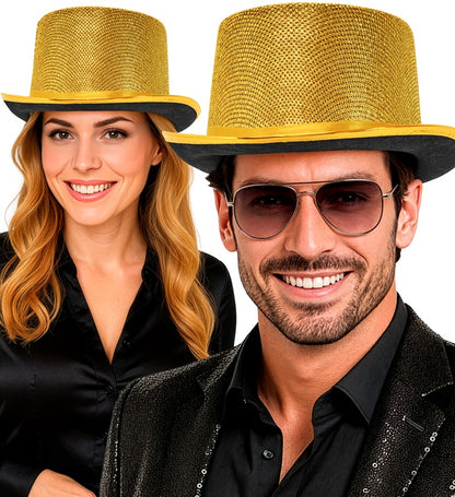 Gold Lurex Top Hat 10 Cm