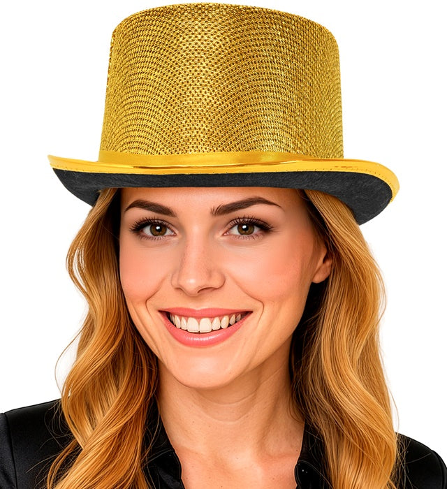 Gold Lurex Top Hat 10 Cm