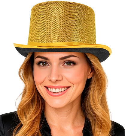 Gold Lurex Top Hat 10 Cm