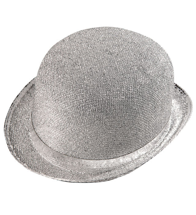 Silver Lurex Bowler Hat Felt