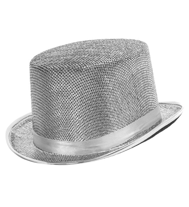 Silver Lurex Top Hat 10 Cm