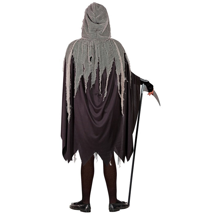 Grim Reaper  Bones Dress, Tights & Gloves, Hooded Cape, Chains  
