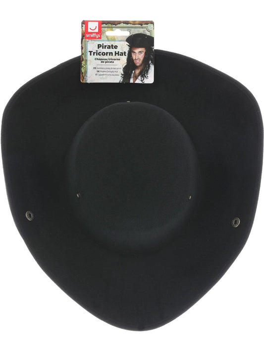 Pirate Tricorn Hat Black With Studs Adult Costume Accessory 2