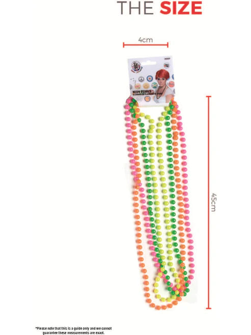 Beads Fluorescent 4 Assorted Colours Adult 80s Plastic