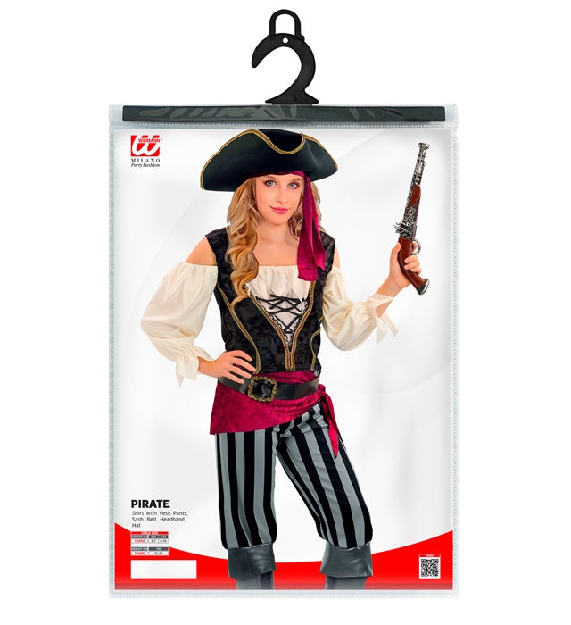 Pirate  Shirt With Vest, Pants, Sash, Belt, Headband, Hat 