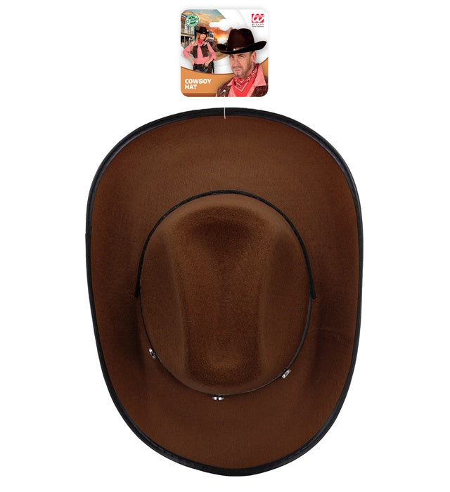 Cowboy Hat With Bolts Felt - Brown Color