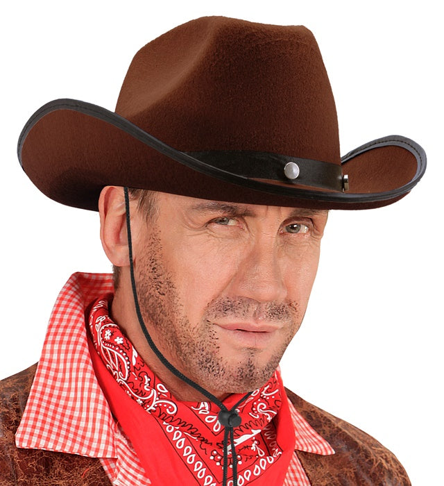 Cowboy Hat With Bolts Felt - Brown Color