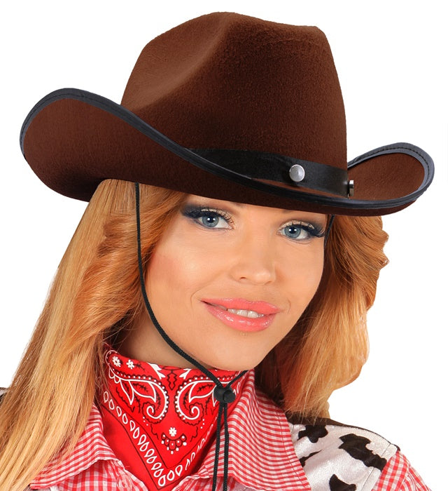 Cowboy Hat With Bolts Felt - Brown Color