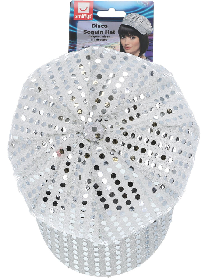 Disco Sequin Hat Silver Adult 70s Costume Accessory