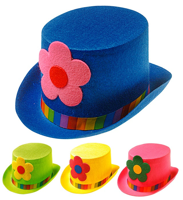 Top Hat Felt With Maxi Flower 11 Cm -4 Colors Ass.