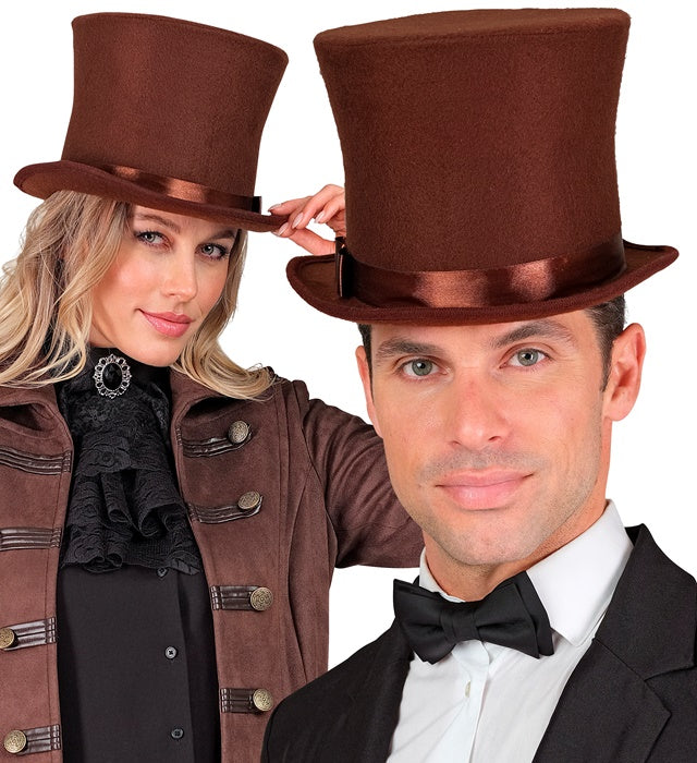 Top Hat Brown Wool Touch Felt 16 Cm