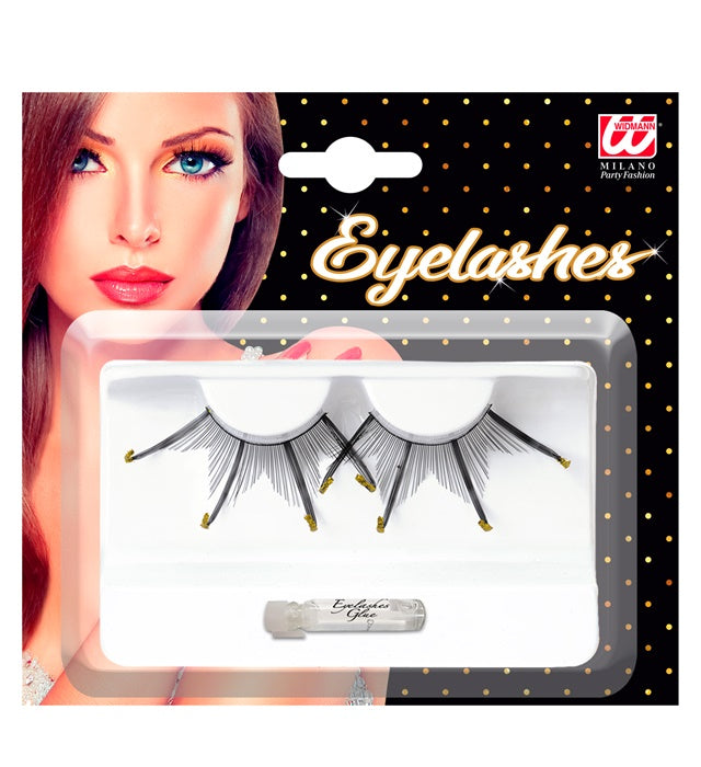 Maxi Spikes With Gold  Tips Black Eyelashes With Glue Tube