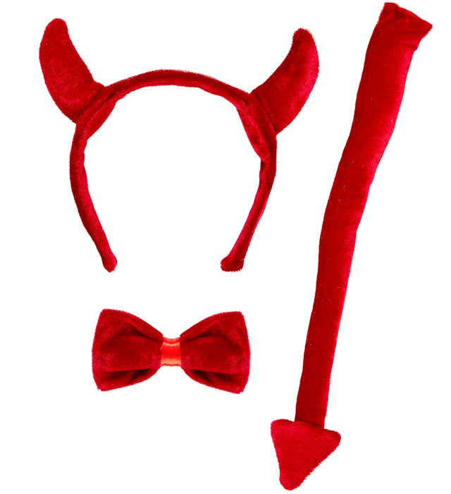 Devil Dress-Up Set  Horns, Bowtie, Tail 