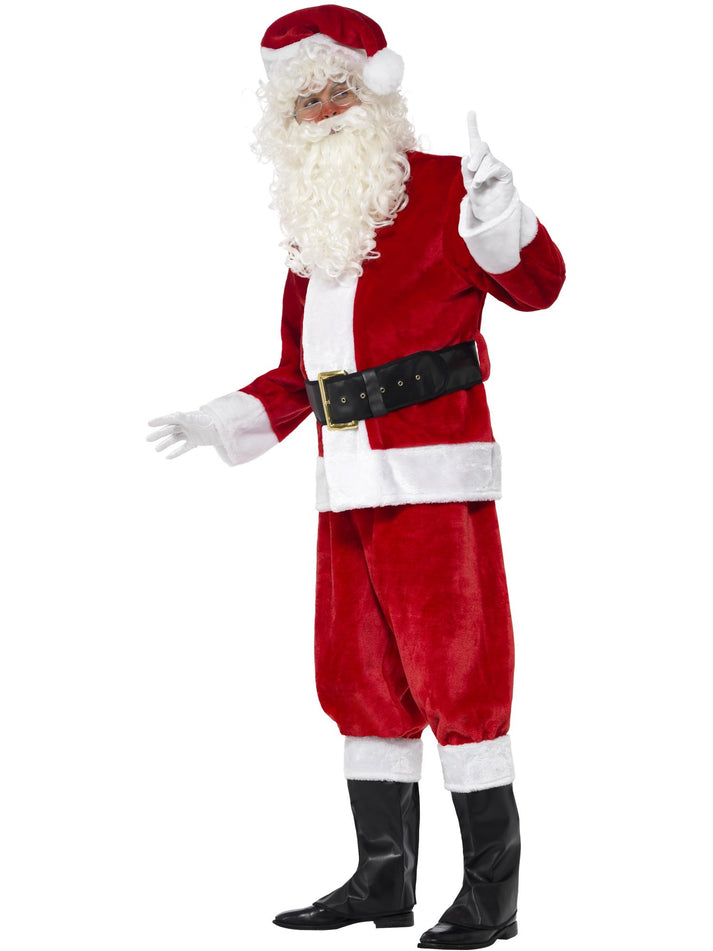 Deluxe Santa Costume Adult Red with Jacket Trousers Hat Belt Gloves and Boot Covers