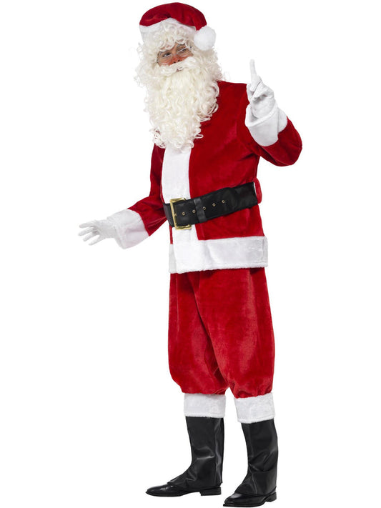Deluxe Santa Costume Adult Red with Jacket Trousers Hat Belt Gloves and Boot Covers 2