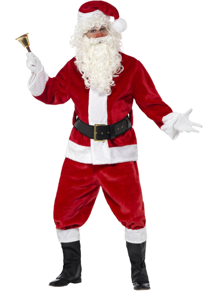 Deluxe Santa Costume Adult Red with Jacket Trousers Hat Belt Gloves and Boot Covers