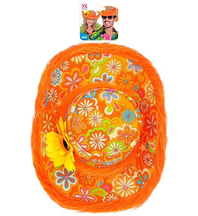 Ibiza Hat With Plush Trim & Sunflower Orange