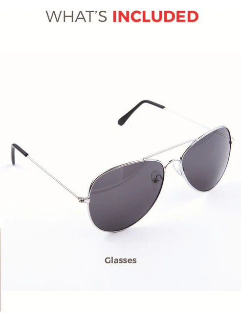 Aviator Specs Adult Silver Armed Forces Glasses Costume Accessory