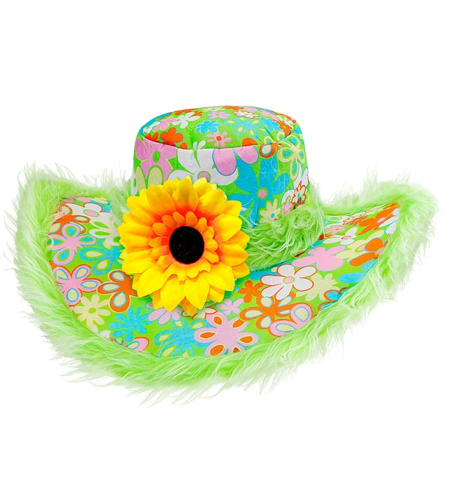 Ibiza Hat With Plush Trim & Sunflower Green