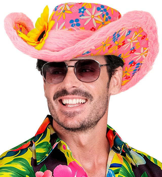 Ibiza Hat With Plush Trim & Sunflower Pink