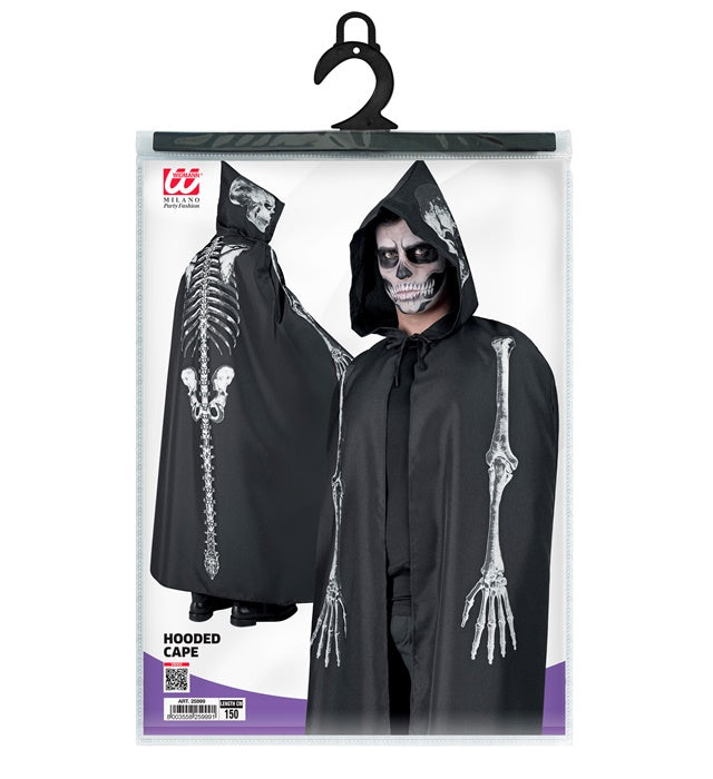 Skeleton Hooded Cape 150 Cm 