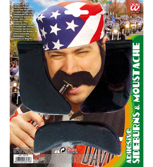 Adhesive Sideburns & Moustache
