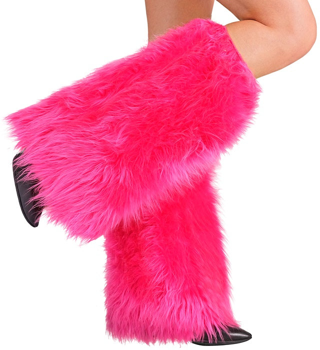 Neon Pink Plush Leg Warmers