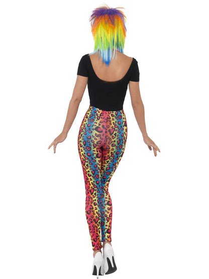 Neon Leopard Print Leggings Adult Multi Coloured 80s Costume Accessory 3