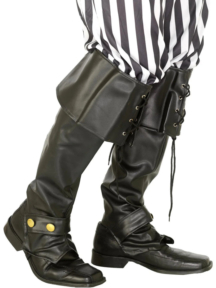 Pirate Boot Covers Black Adult Deluxe Costume Accessory