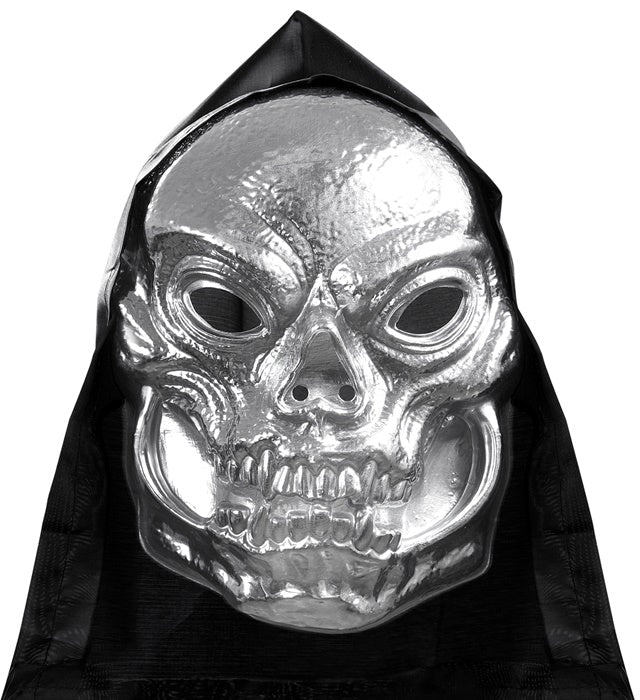 Hooded Metallic Pvc Skull Mask