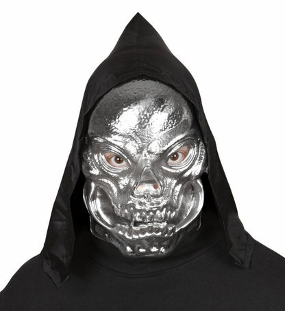 Hooded Metallic Pvc Skull Mask