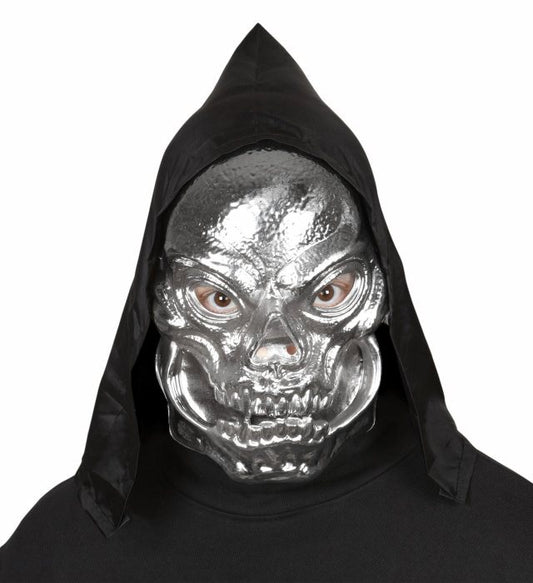 Hooded Metallic Pvc Skull Mask