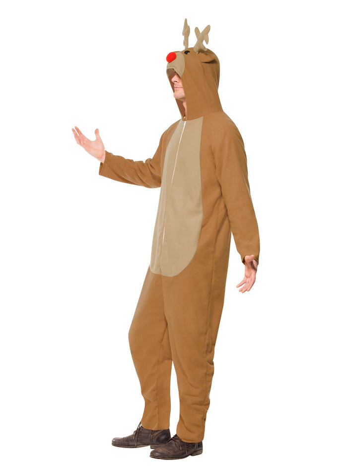 Reindeer Costume Adult Brown All In One With Hood 2