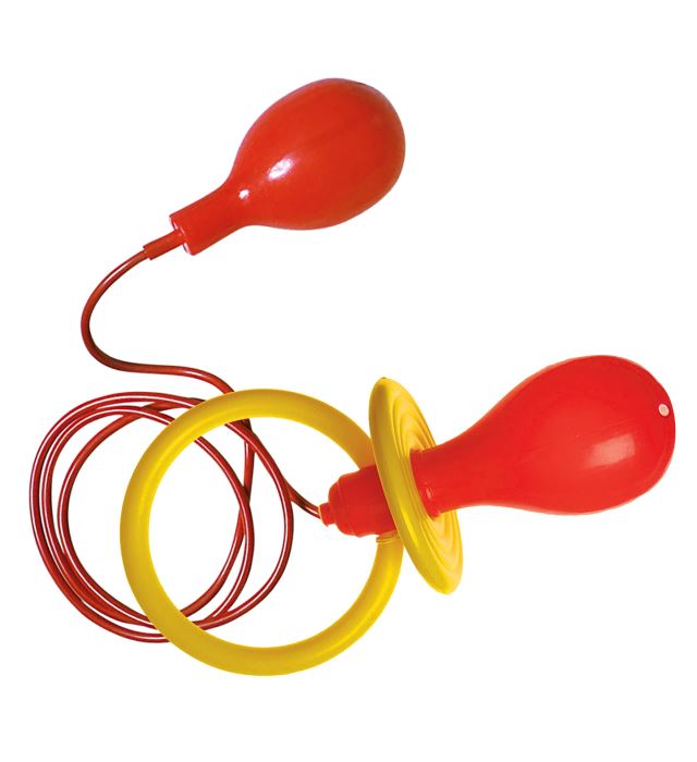 Giant Squirt Pacifier Yellow & Red Ass.