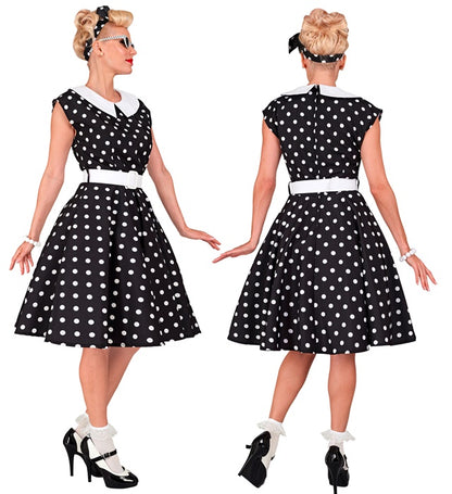 The 50S Rock'N'Roll Fashion Black  Dress With Petticoat, Belt, Headband 