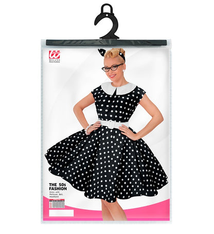 The 50S Rock'N'Roll Fashion Black  Dress With Petticoat, Belt, Headband 