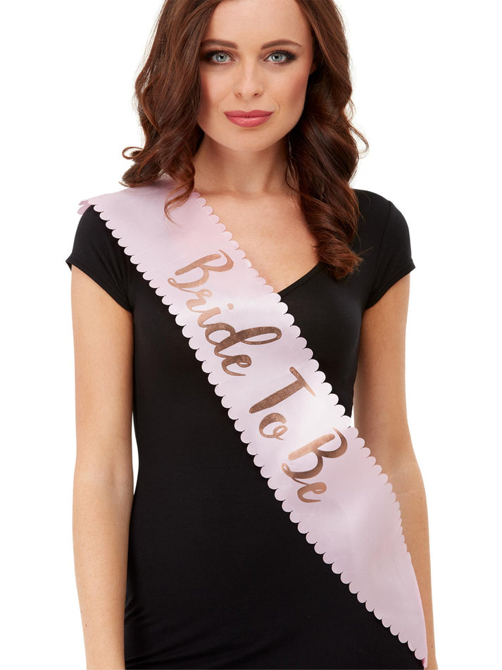 Bride To Be Sash Pink with Gold Lettering 1