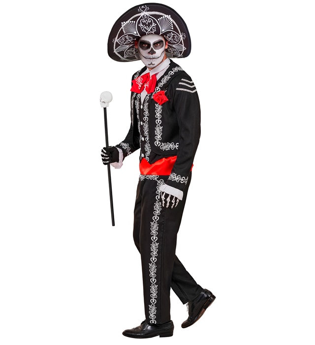 Mariachi Dia De Los Muertos  Jacket, Shirt With Vest And Bow Tie, Pants, Sombrero 