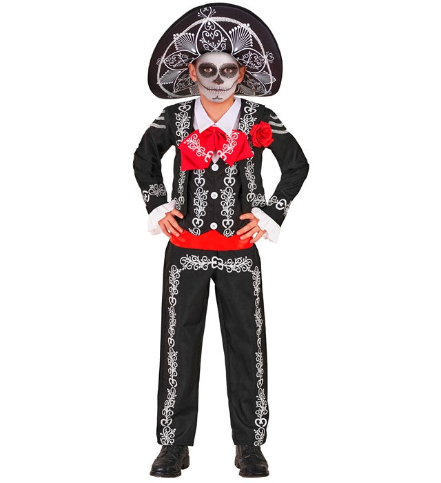 Mariachi Dia De Los Muertos  Jacket, Shirt With Vest And Bow Tie, Pants, Sombrero 
