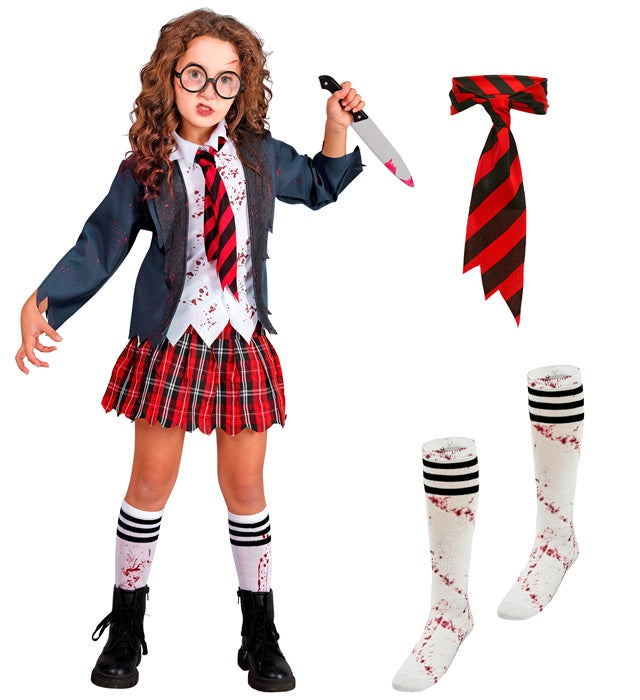 Zombie School Girl  Jacket With Shirt, Skirt, Tie, Socks 