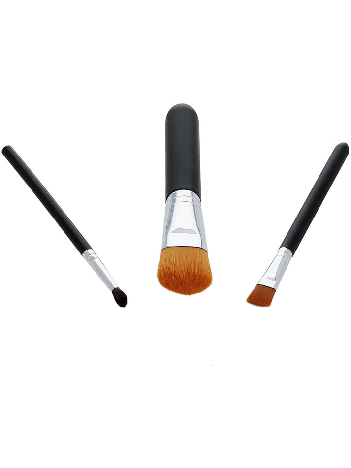 Cosmetic Brush Set Pack of 3 Styles Black Make Up Essential