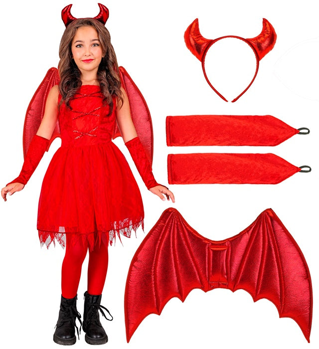 Devil  Dress, Tail, Wings, Horns, Fingerless Gloves 